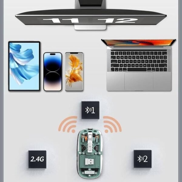 GearUP WM30 Transparent Crystal 2.4G + Bluetooth Magnetic Wireless Mouse